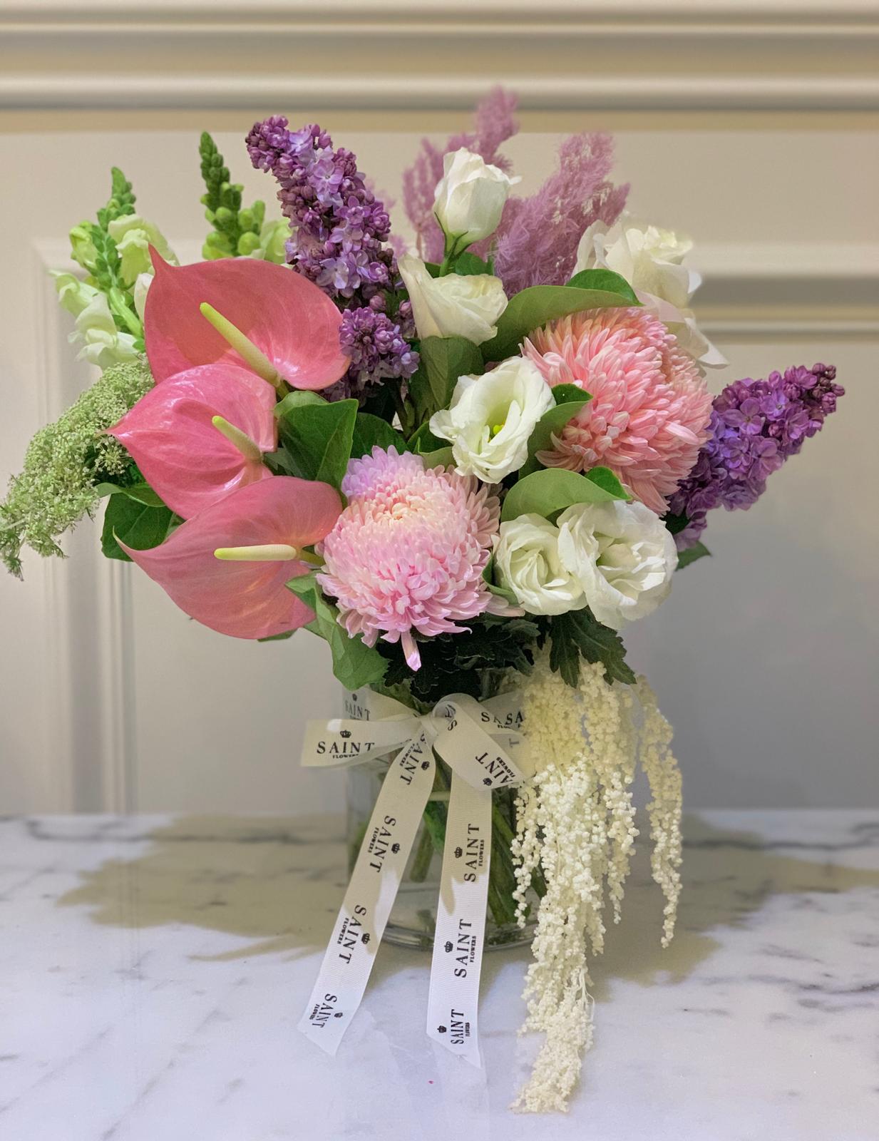 Blushing Pastel Posy in Vase