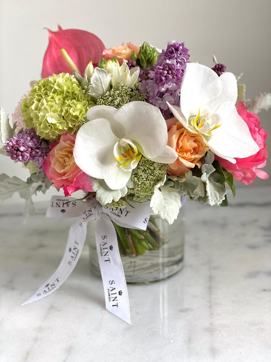 Seasonal Pastel Posy In Vase