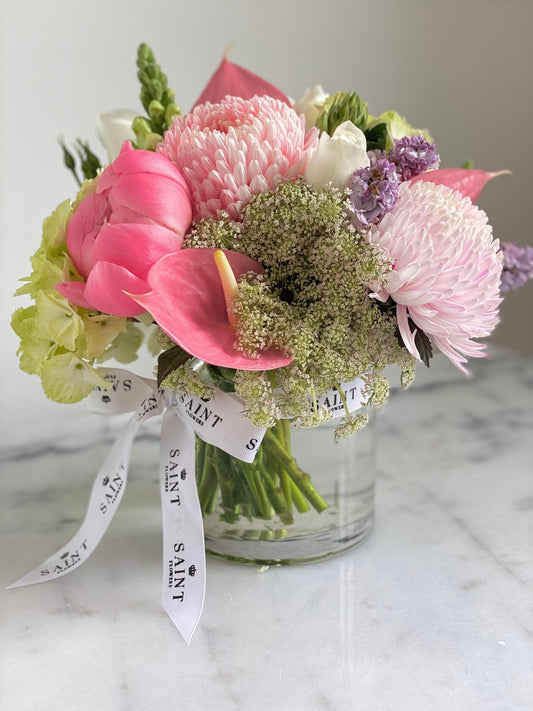 Blushing Pastel Posy in Vase